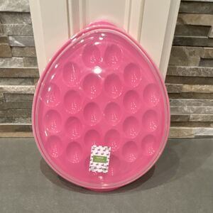 Hobby Lobby Pink Plastic Deviled Egg Platter with Lid Easter